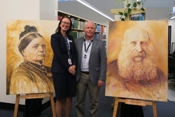 Picture of Jodie and Ross with the two new portraits